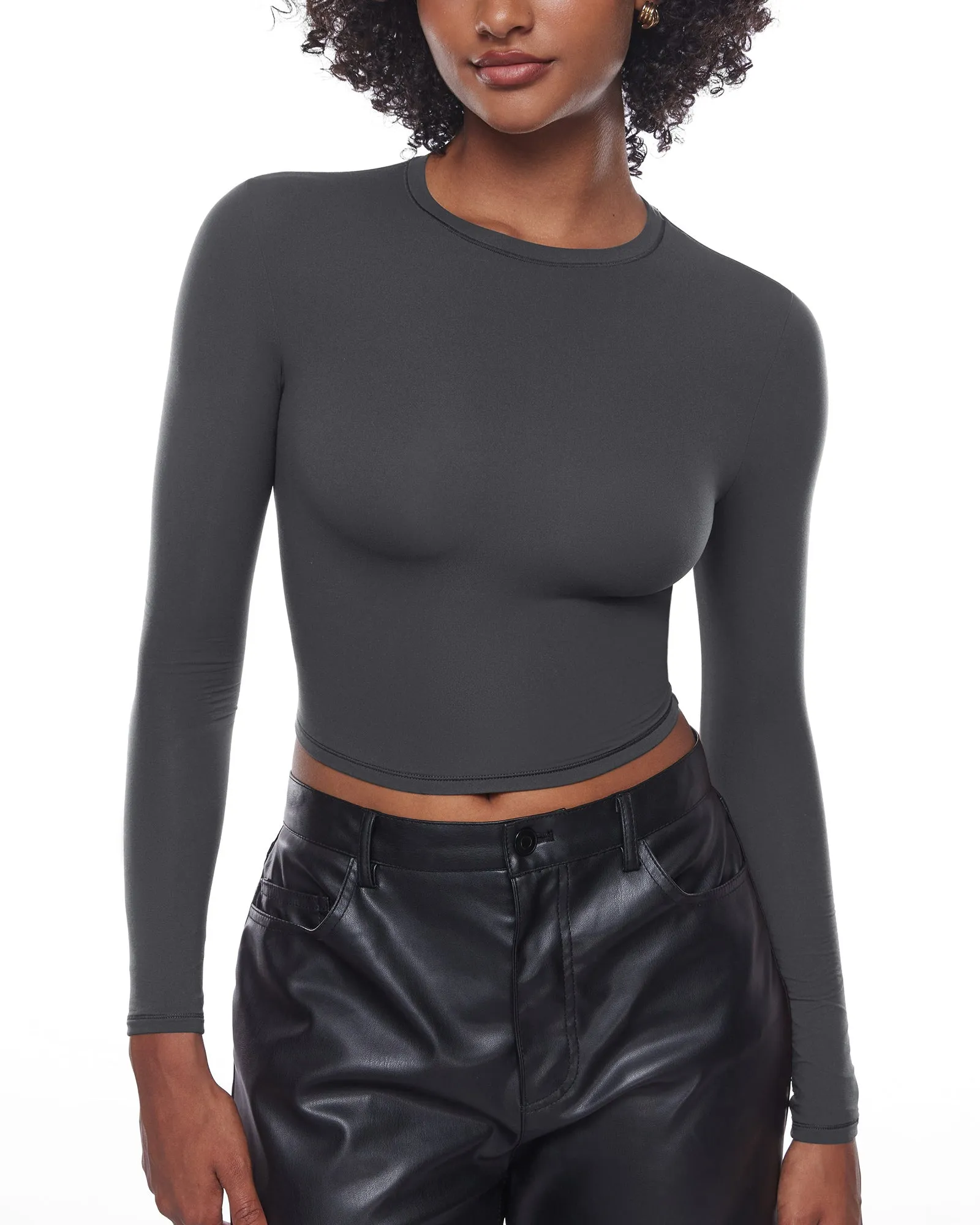 Double Lined Long Sleeve Crop Top