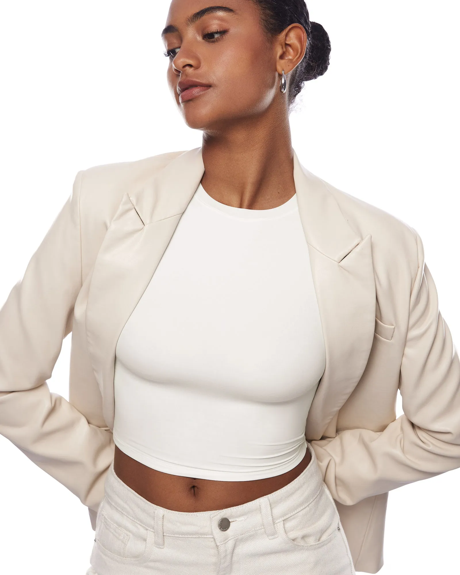 Double Lined Long Sleeve Crop Top