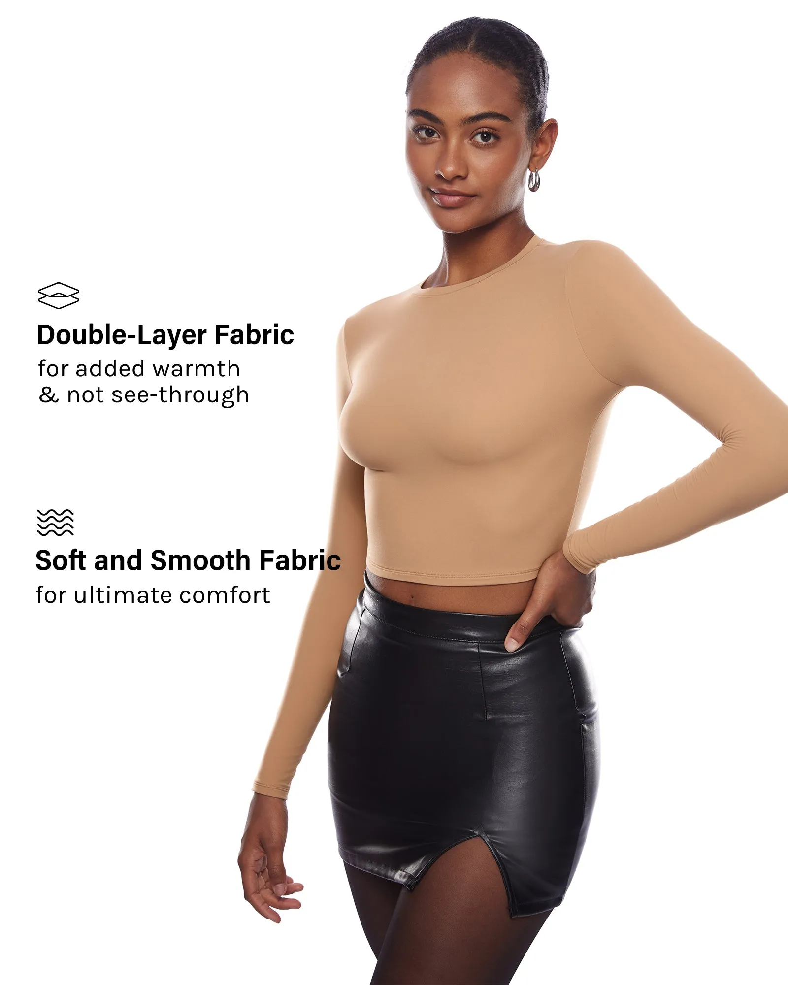 Double Lined Long Sleeve Crop Top