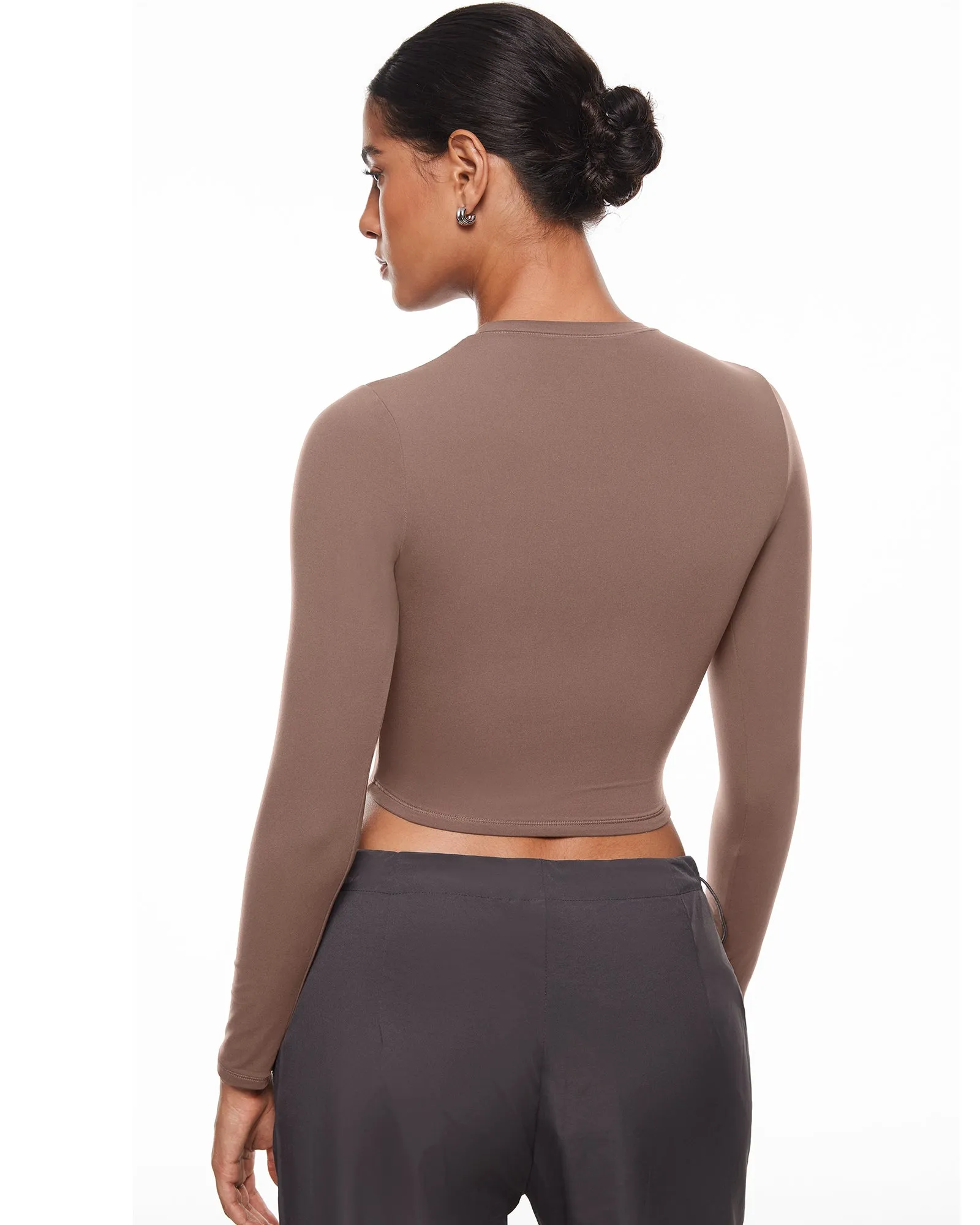 Double Lined Long Sleeve Crop Top