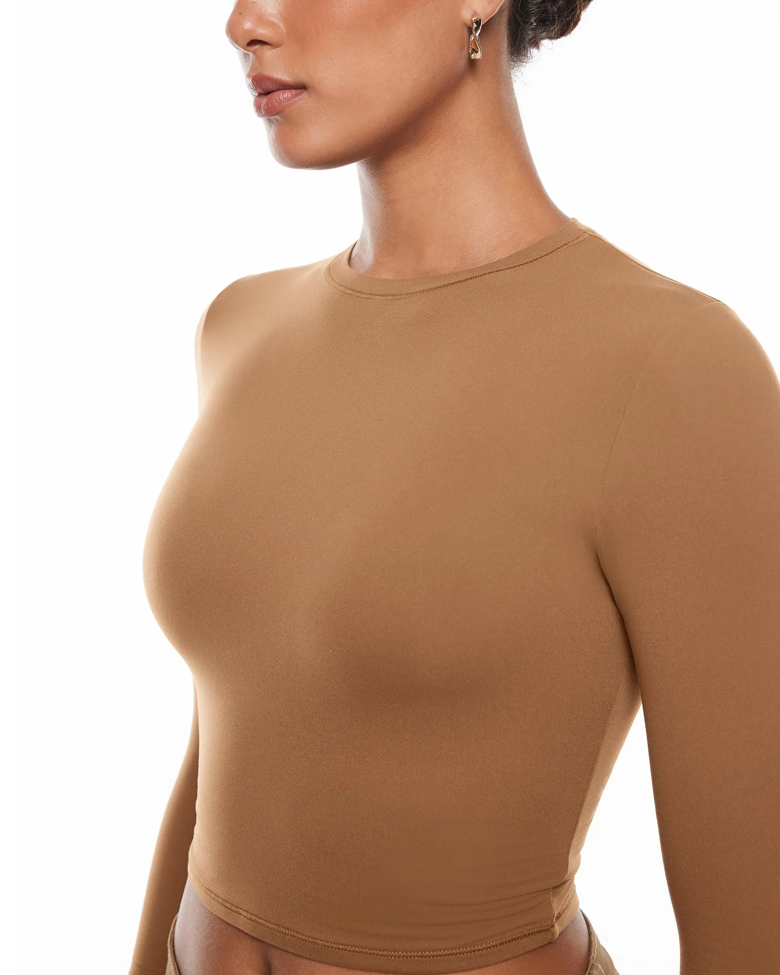 Double Lined Long Sleeve Crop Top