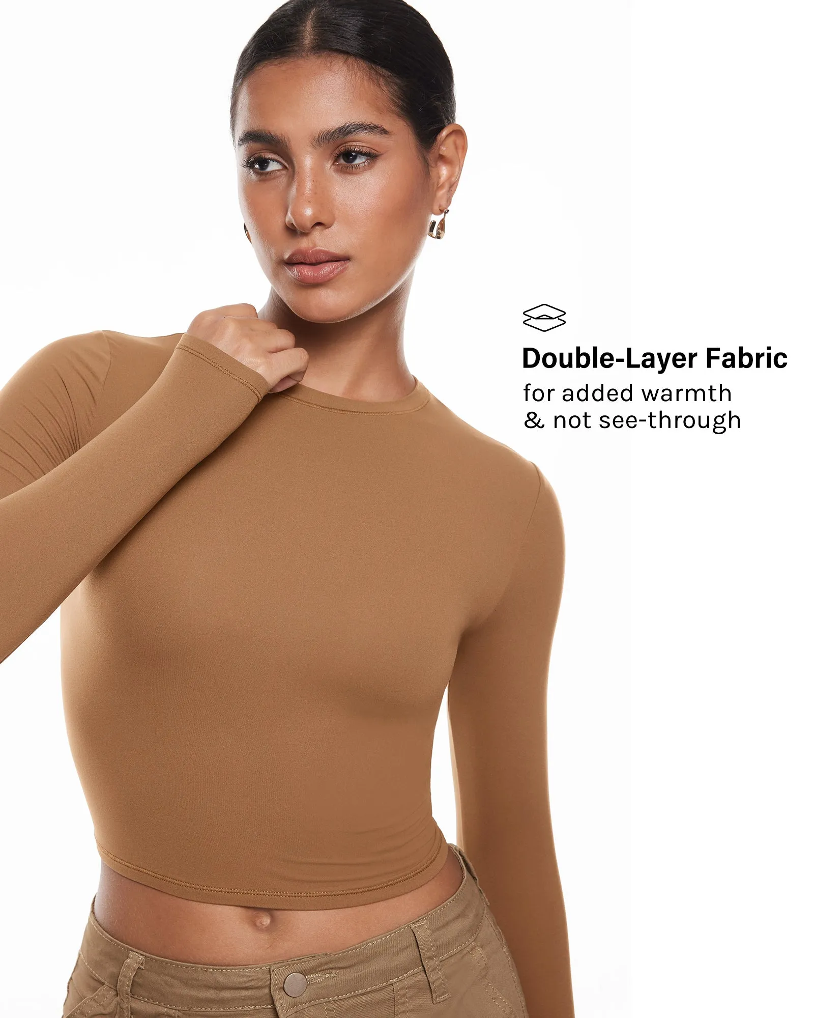 Double Lined Long Sleeve Crop Top