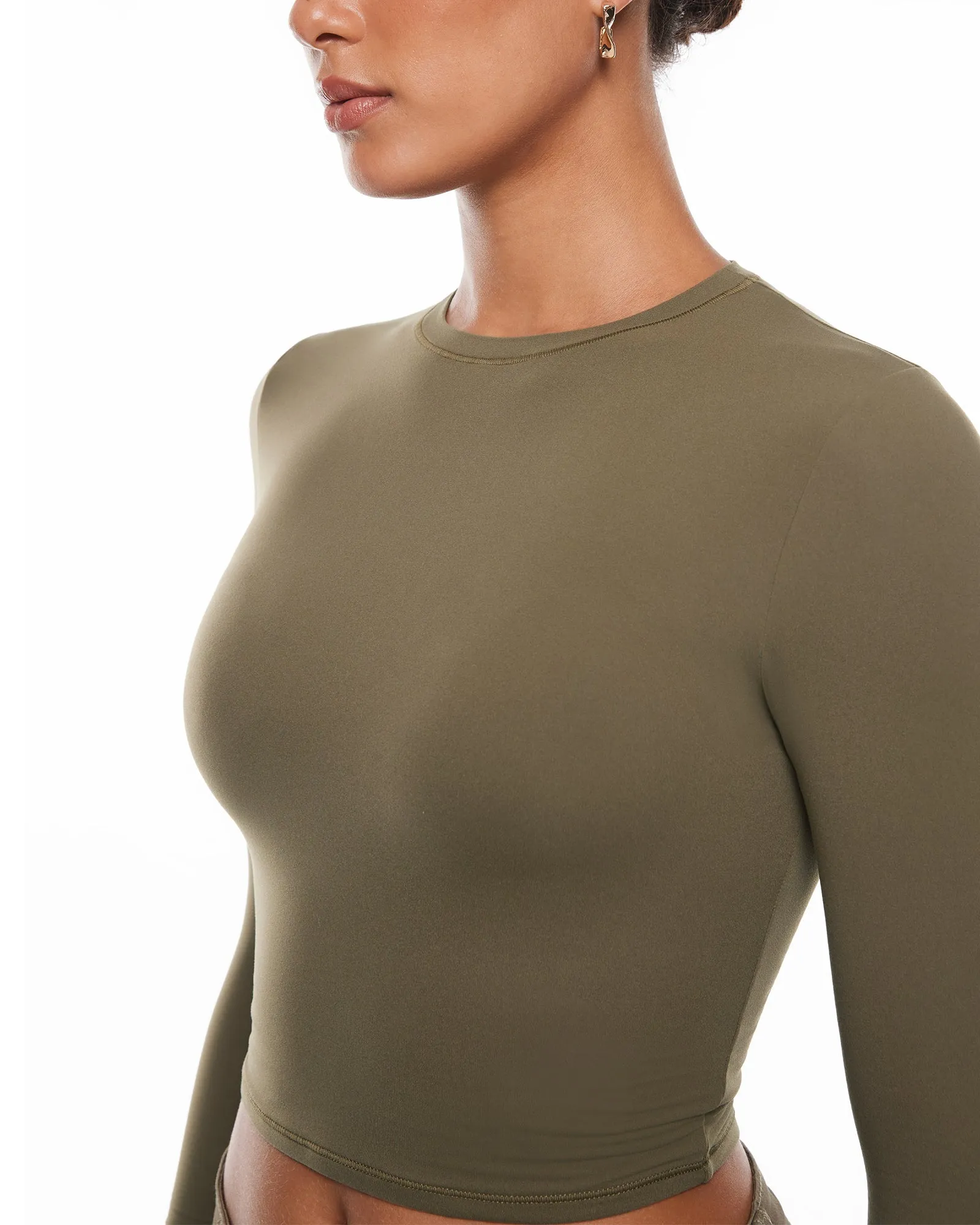 Double Lined Long Sleeve Crop Top