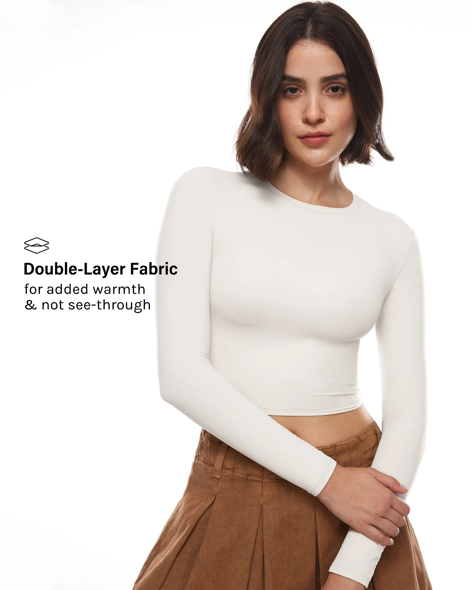 Double Lined Long Sleeve Crop Top