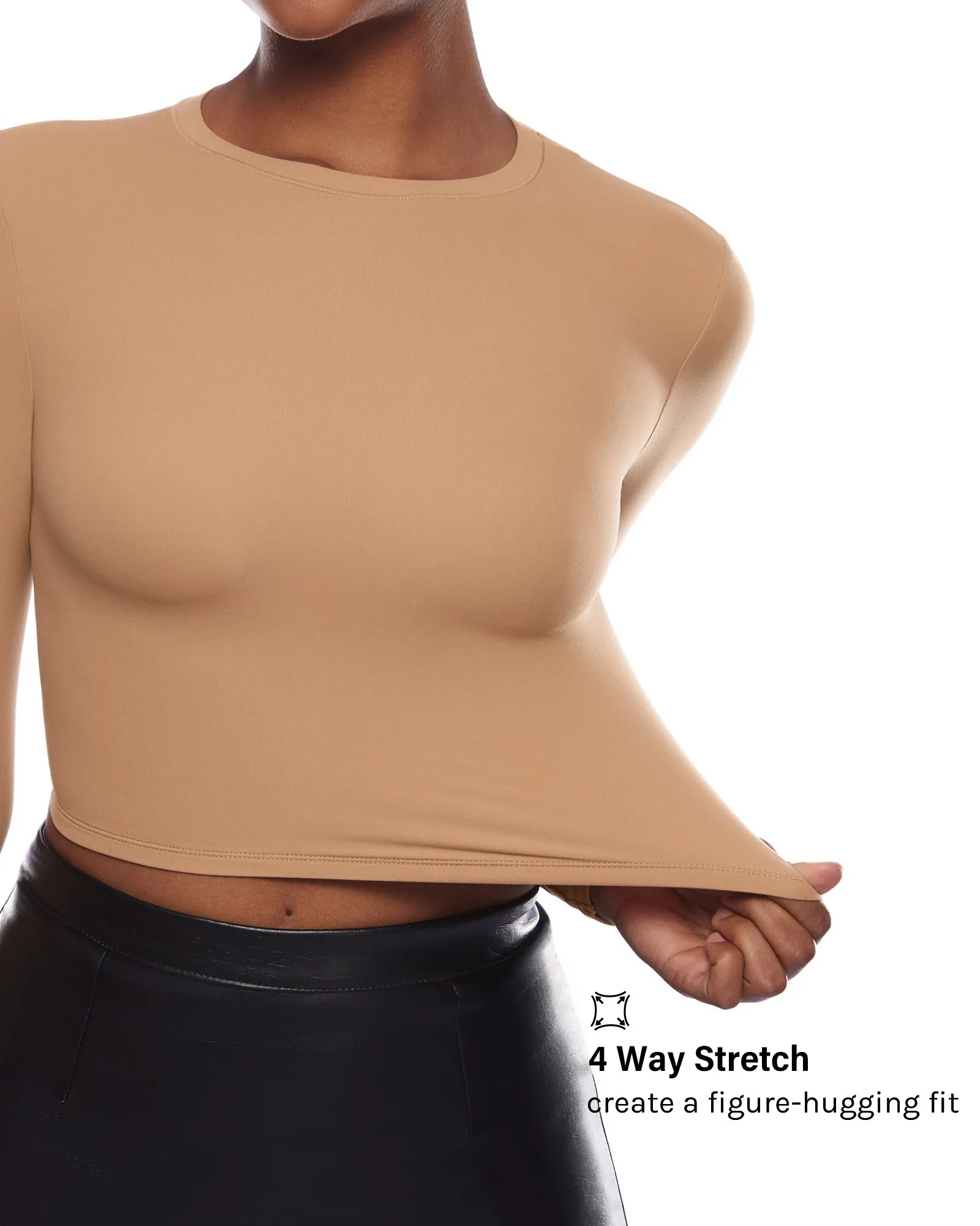 Double Lined Long Sleeve Crop Top