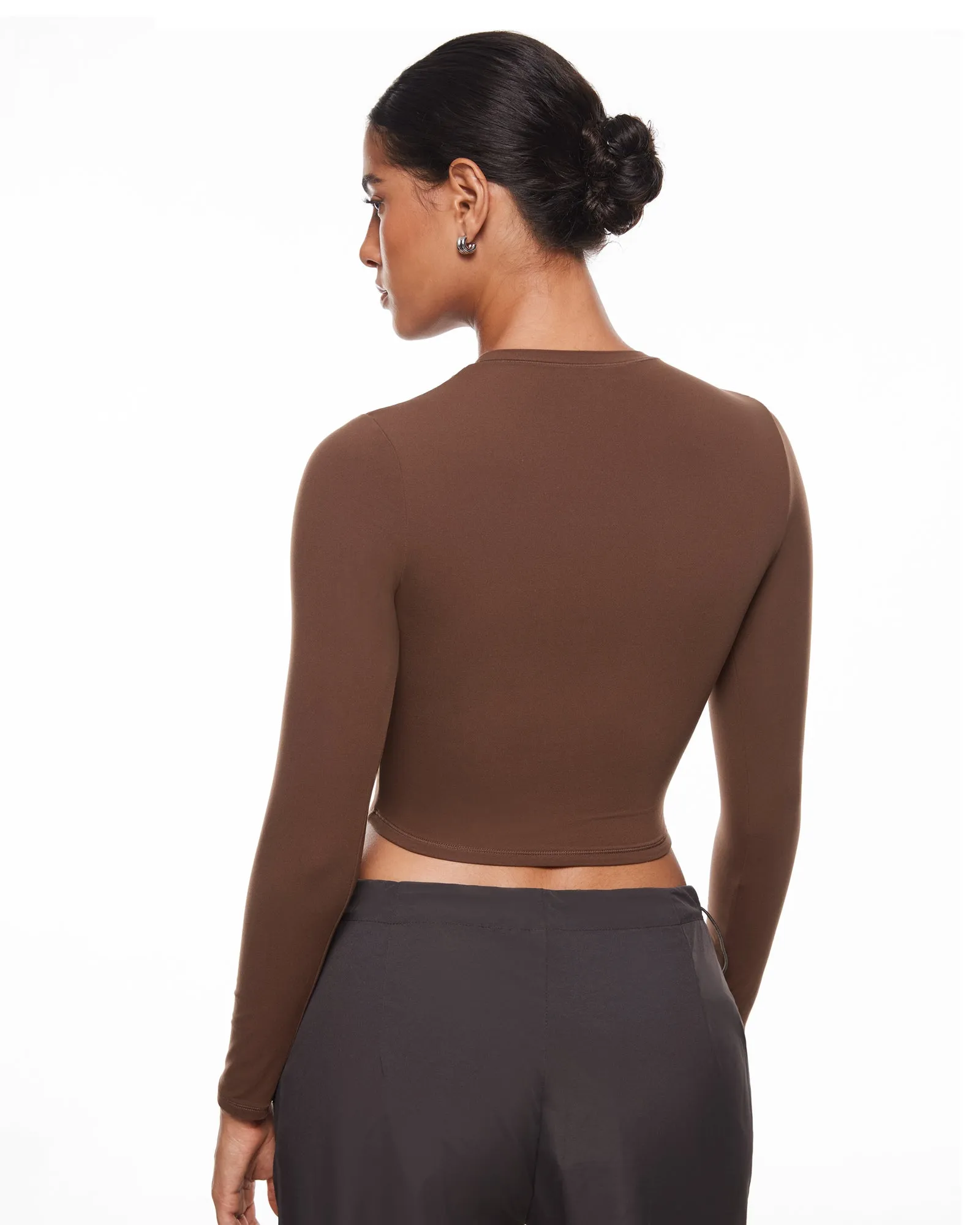 Double Lined Long Sleeve Crop Top
