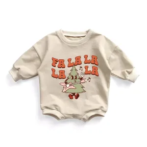 Fa La La Retro Holiday Bubble Romper Sweatshirt