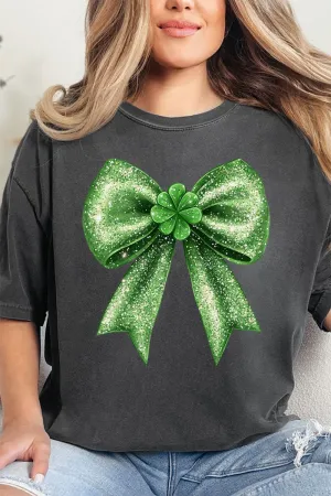 Faux Glitter Clover Coquette Comfort Colors Adult Ring-Spun Cotton Tee