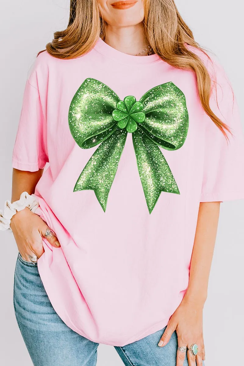 Faux Glitter Clover Coquette Comfort Colors Adult Ring-Spun Cotton Tee