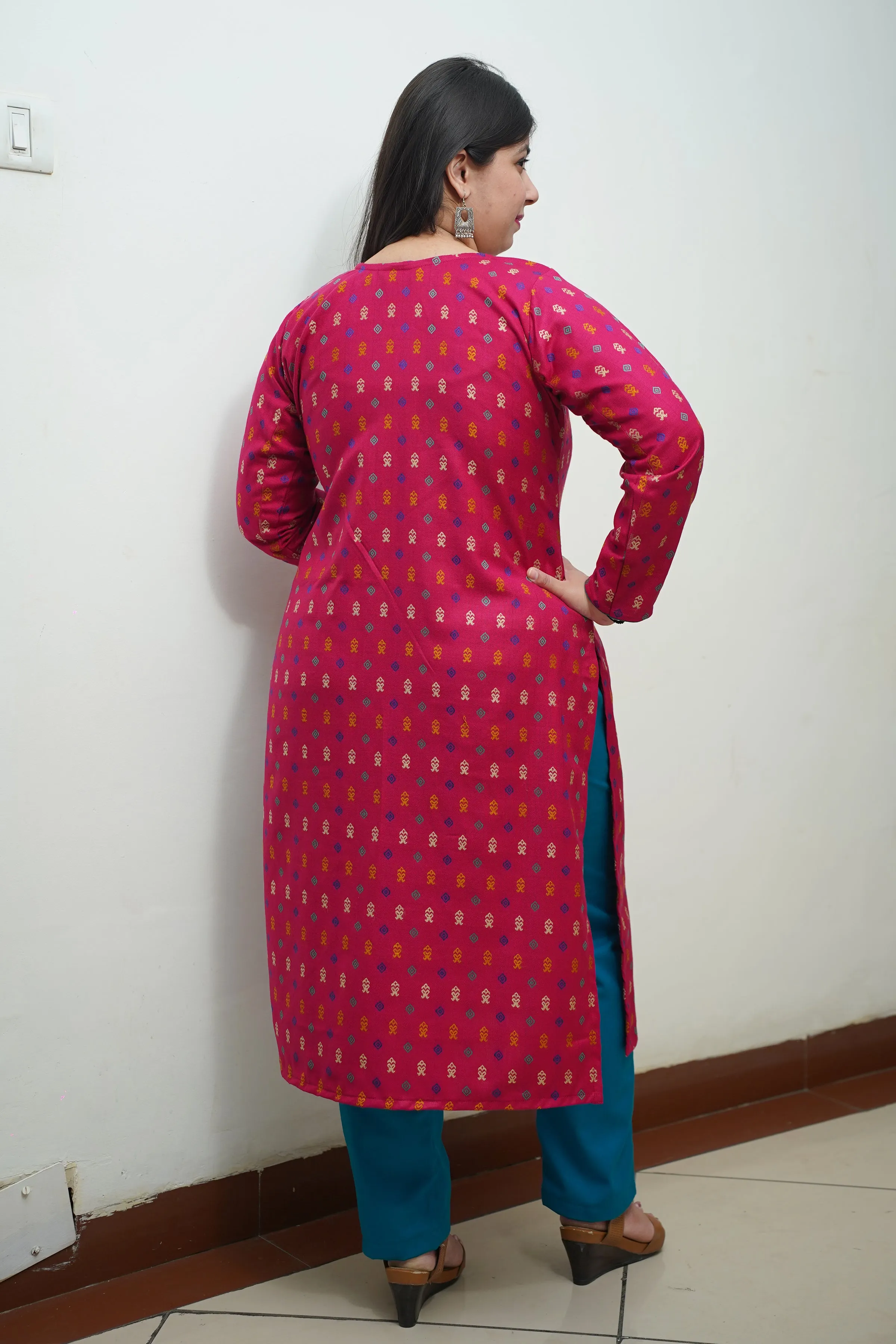 Fushcia Fusion Woollen Kurta