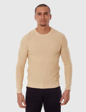 GANT RUGGER Men's Warm Almond Solid Textured Crew 84232 Size M $145 NWT