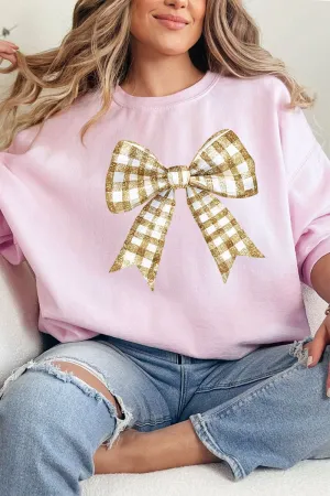 Gold Gingham Bow NuBlend Crew Sweatshirt