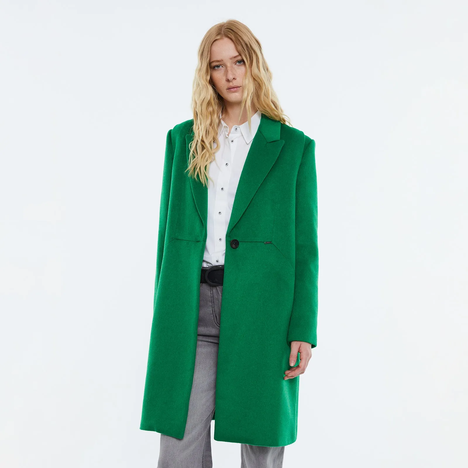 Green Wool-Blend Coat