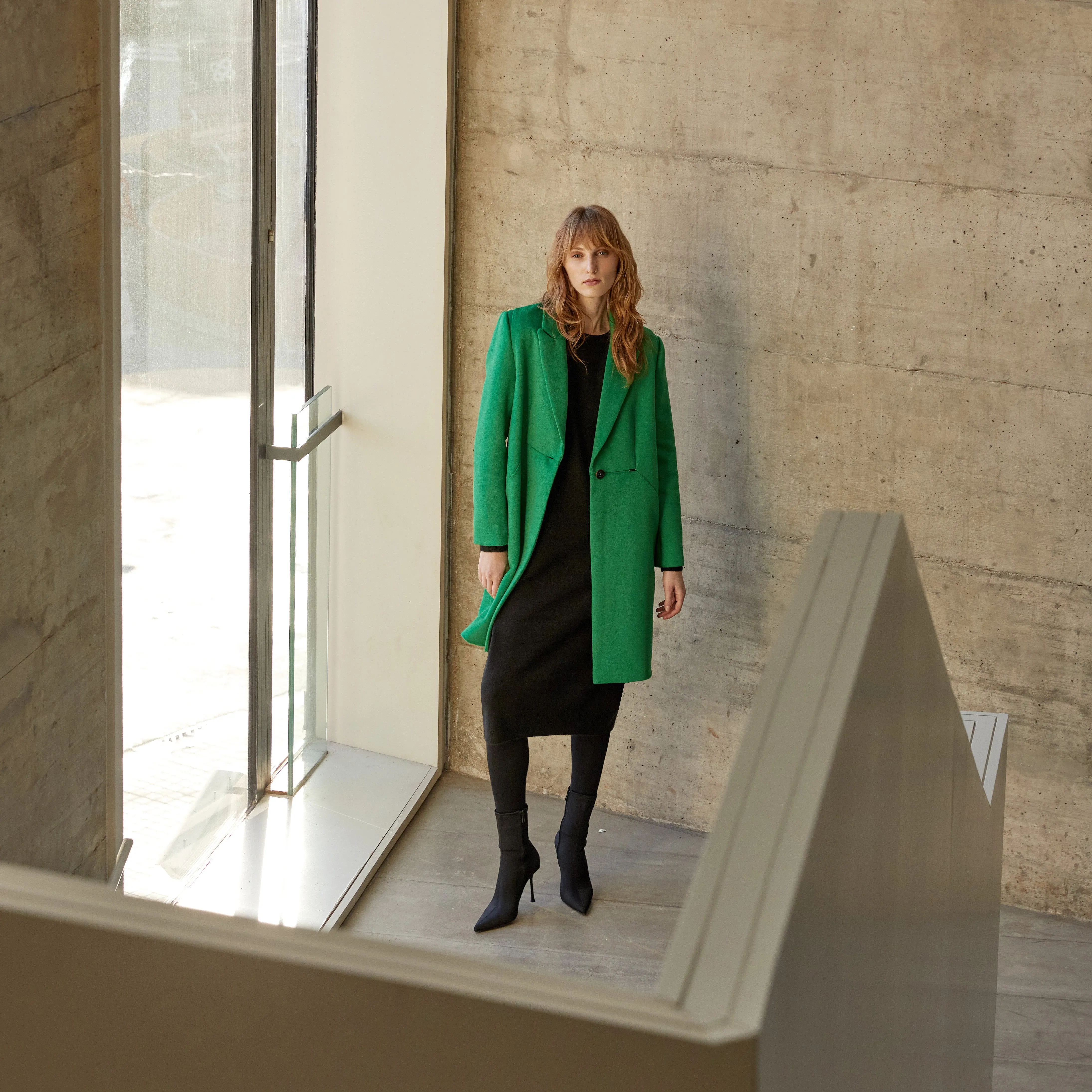 Green Wool-Blend Coat