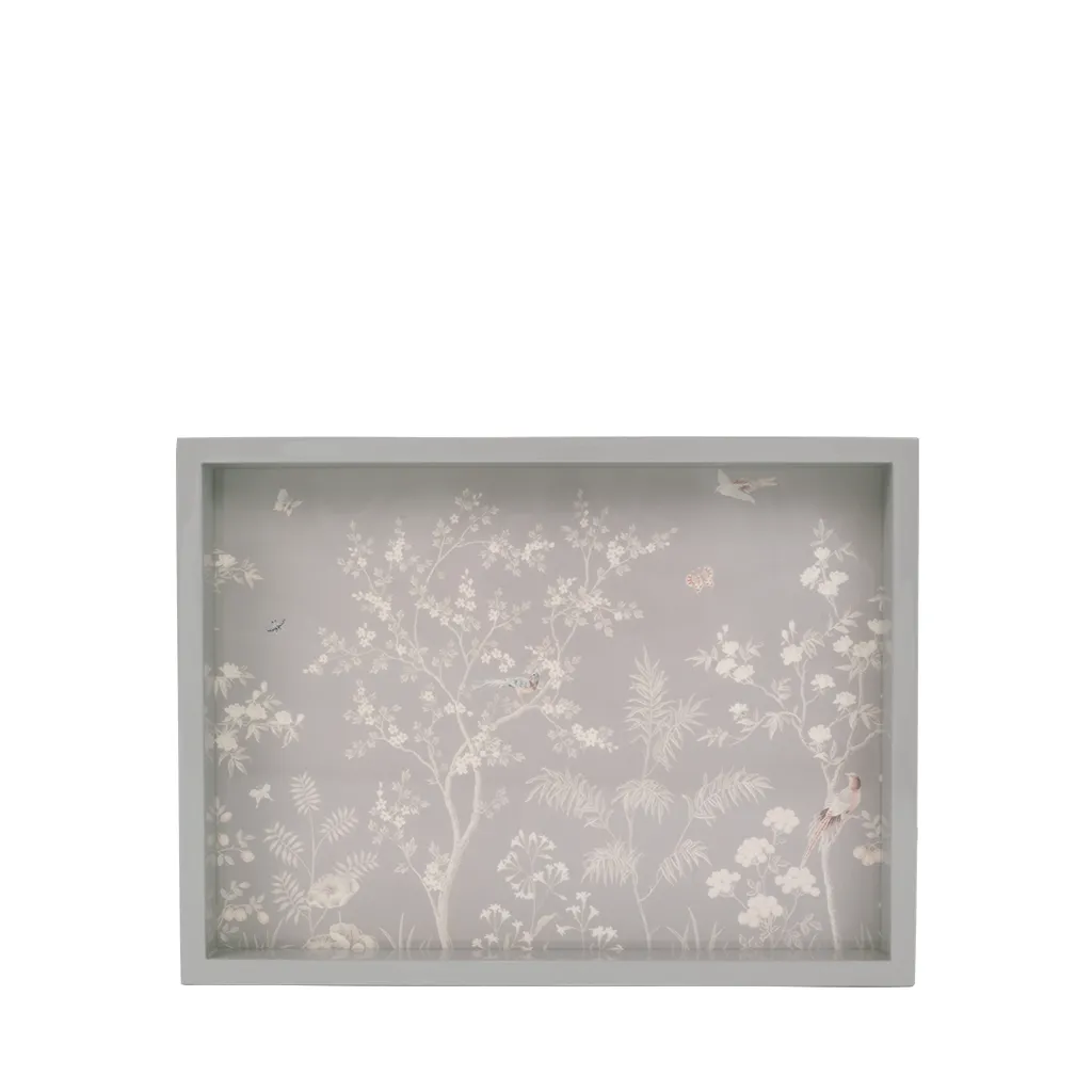Grey Chinoiserie Tray, Small
