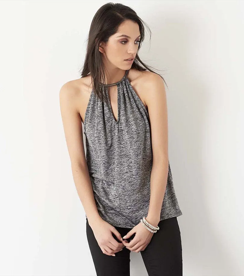 Halter Top with Cutout Equinox Space Dye;GREY SPACE DYE
