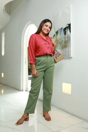 Hannah Blazer Top- Brick Red