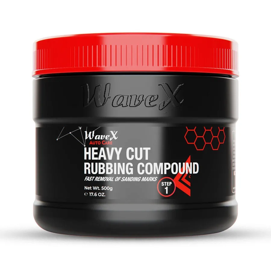 Heavy Hard Cut Rubbing Compound Plus Medium Cut and Final Finish Low Cut high Gloss with car Polish Premium Past Wax {Car Care kit (Set of 4)}