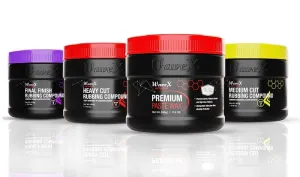 Heavy Hard Cut Rubbing Compound Plus Medium Cut and Final Finish Low Cut high Gloss with car Polish Premium Past Wax {Car Care kit (Set of 4)}