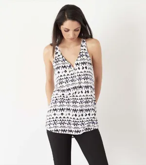 Henley Tank with Zip CHEETAH PRINT;MAUVE CHALK FLORAL;FLORAL PRINT;PAISLEY PRINT;AZTEC PRINT