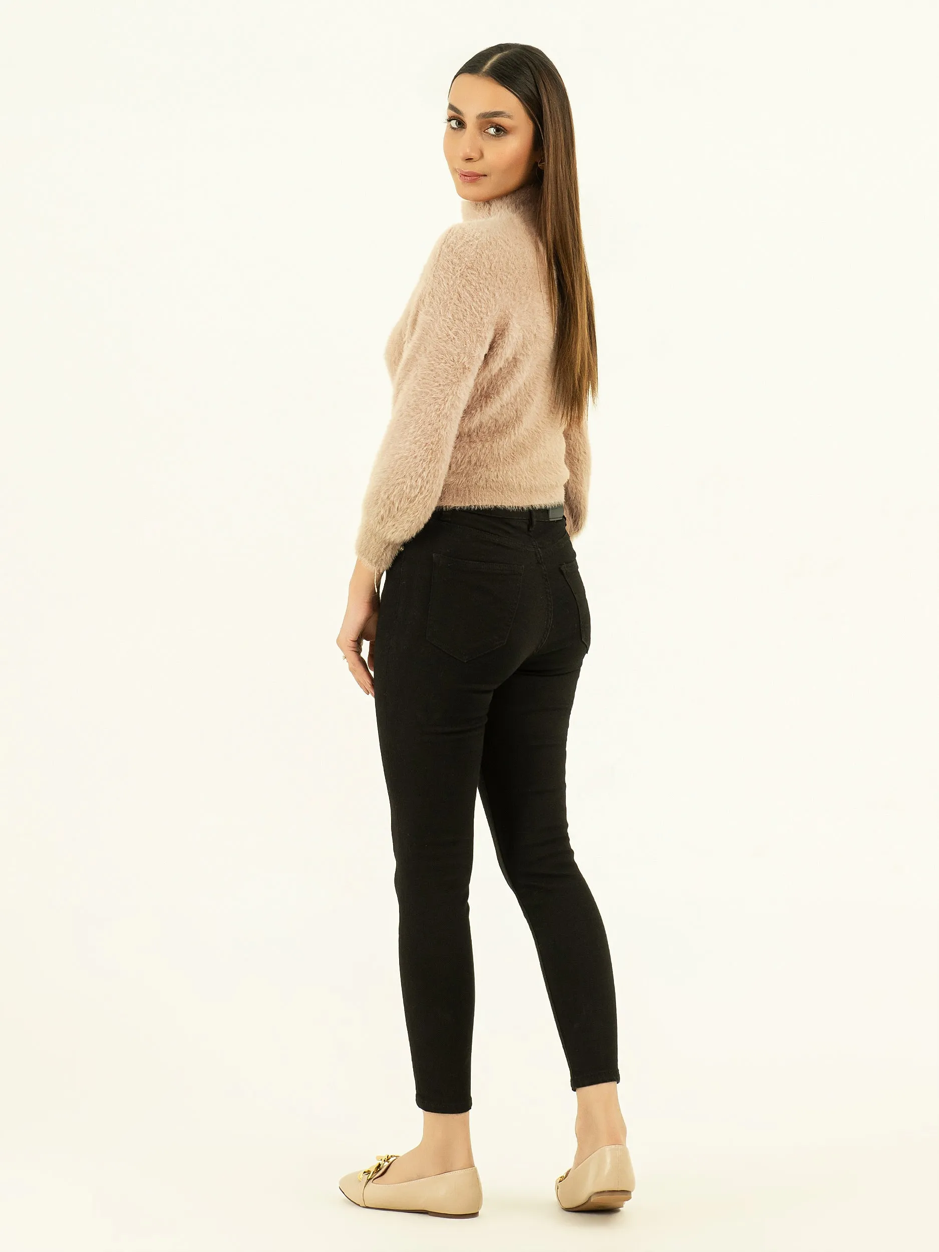 High Neck Fur Sweater
