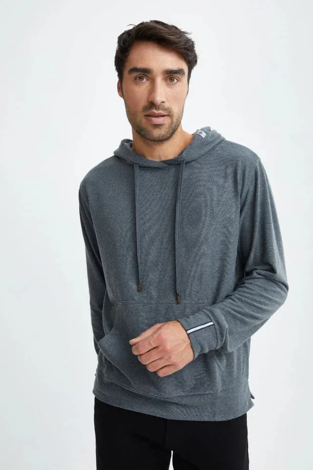 Jersey Fleece Knit Hoodie Charcoal - Stone Rose