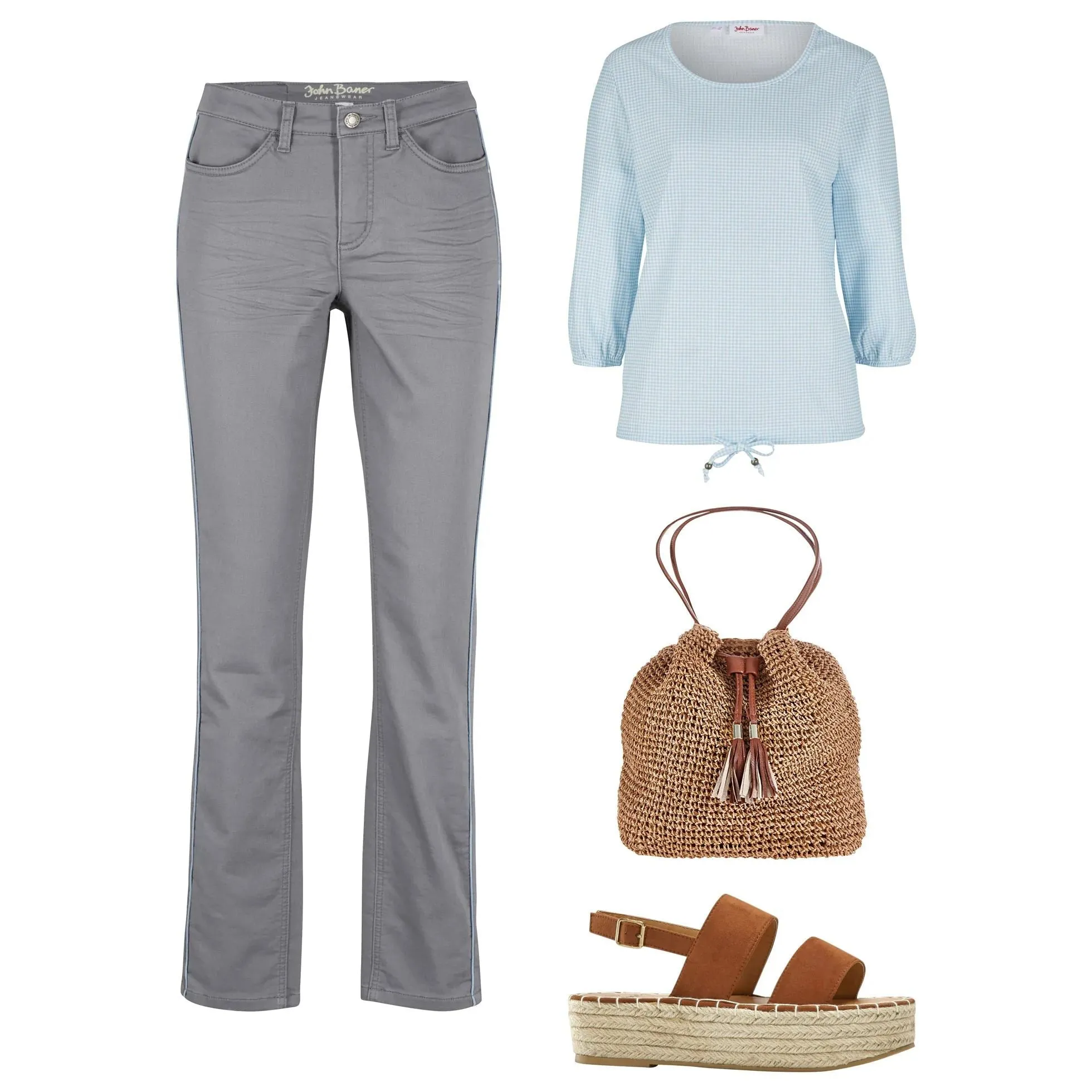 John Baner Dusky Grey Straight Jeans