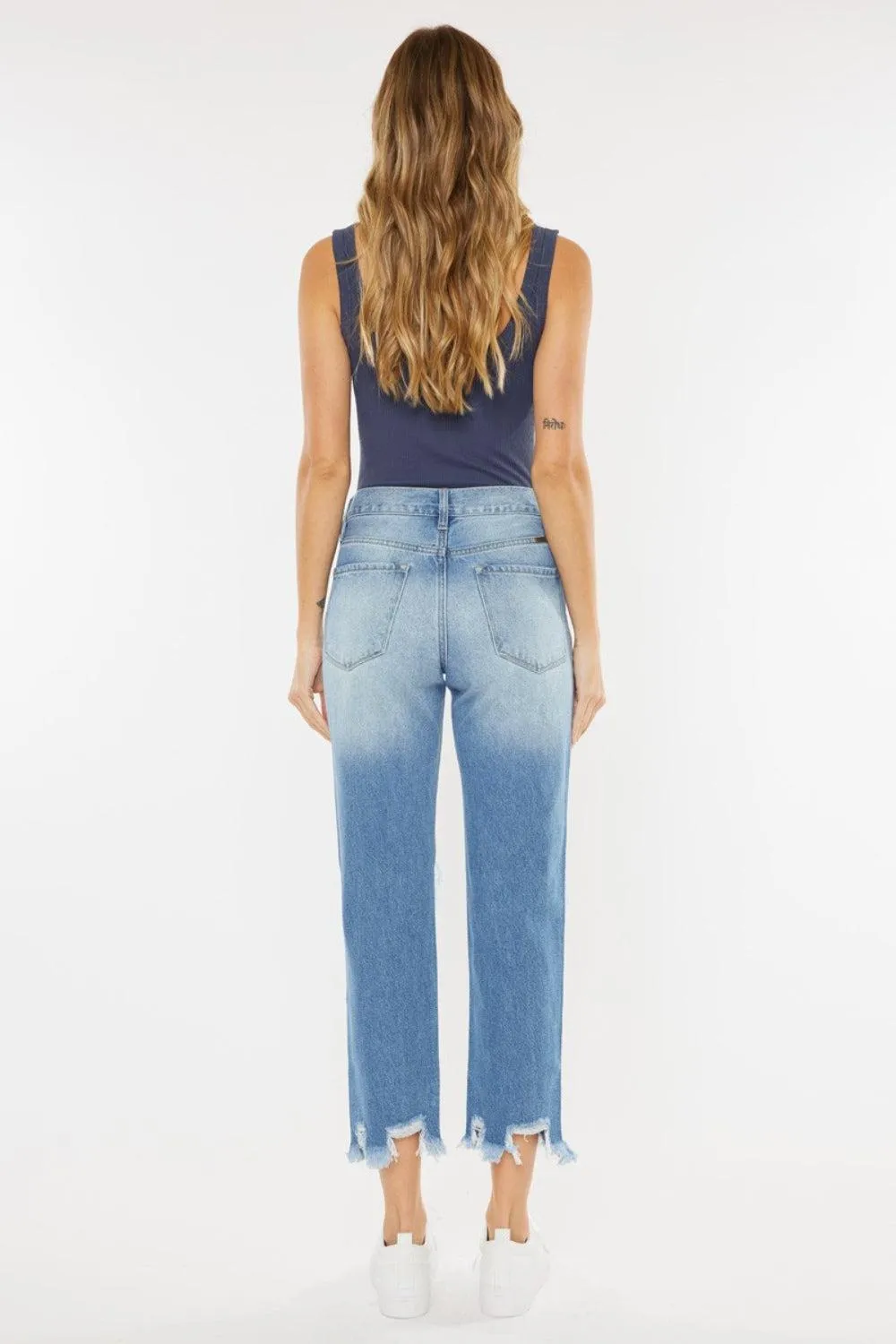 KANCAN Deluxe Straight Leg Distressed Mom Jeans
