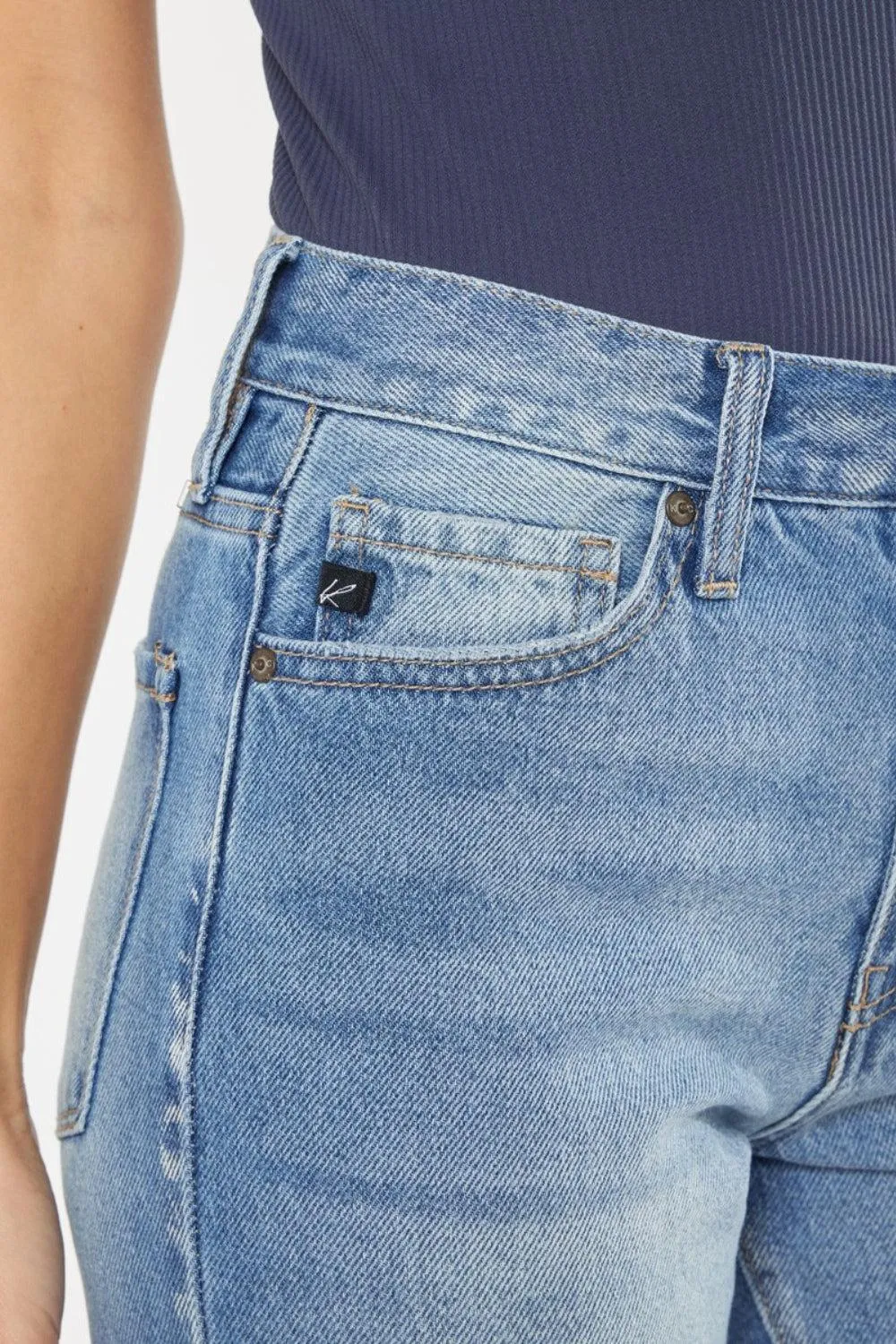 KANCAN Deluxe Straight Leg Distressed Mom Jeans