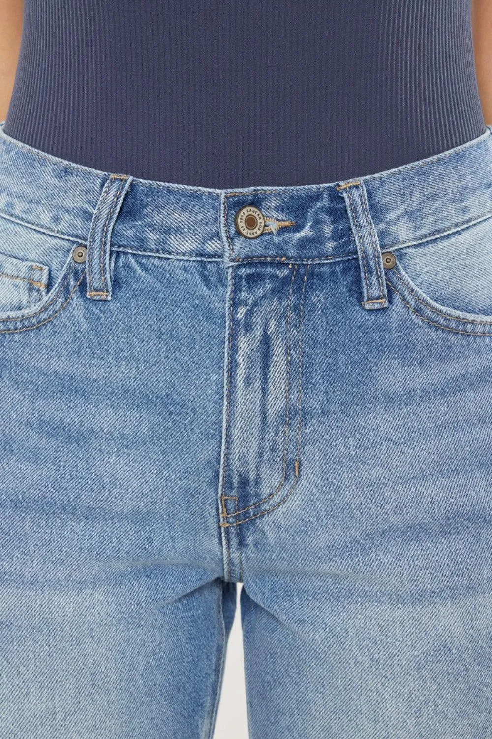 KANCAN Deluxe Straight Leg Distressed Mom Jeans