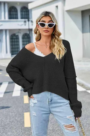 Keep Calm And Warm V Neck Knit Sweater