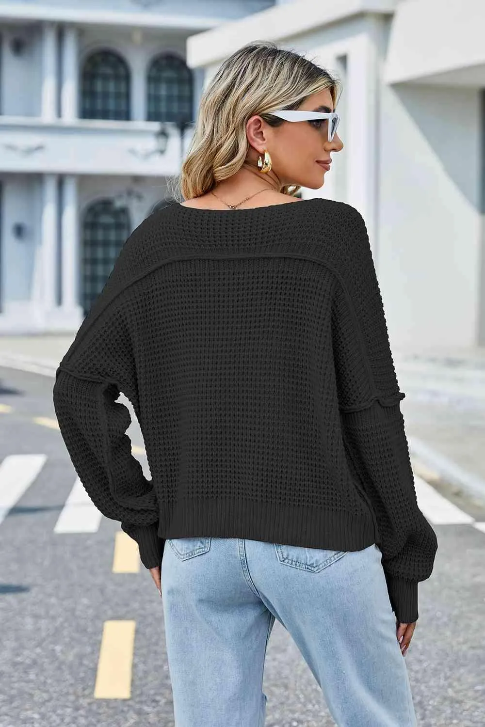 Keep Calm And Warm V Neck Knit Sweater