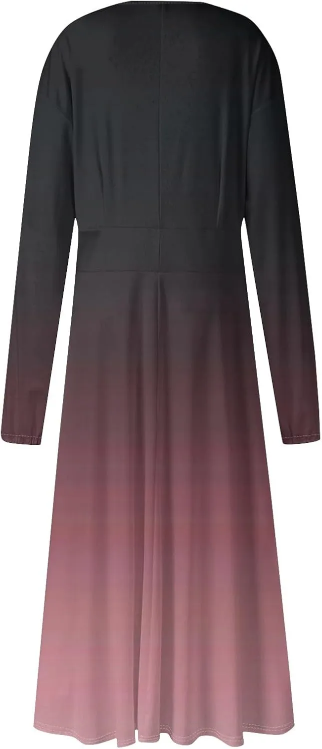 Long Sleeve Dress for Women Fall Maxi Dress Plus Size A Line Dresses for Women 2024 Semi Formal