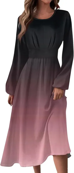 Long Sleeve Dress for Women Fall Maxi Dress Plus Size A Line Dresses for Women 2024 Semi Formal
