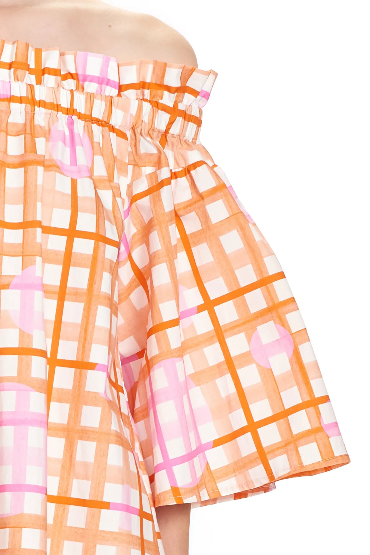 MARY OFF THE SHOULDER RUFFLE DRESS - Plaid print