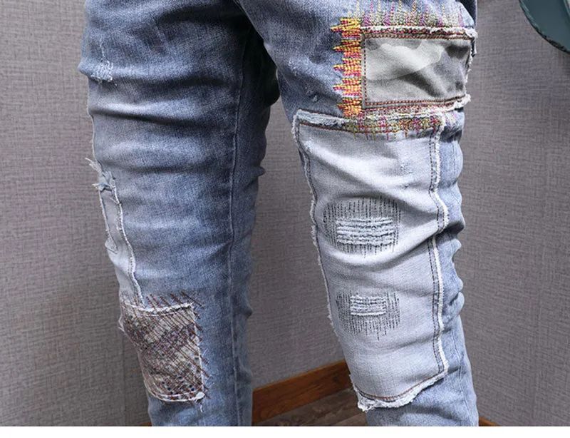 Men's American's Street Style Retro Light Blue Jeans