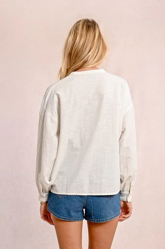 Molly Bracken Pleated Blouse White