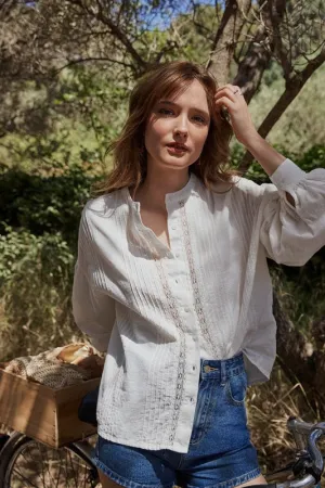Molly Bracken Pleated Blouse White