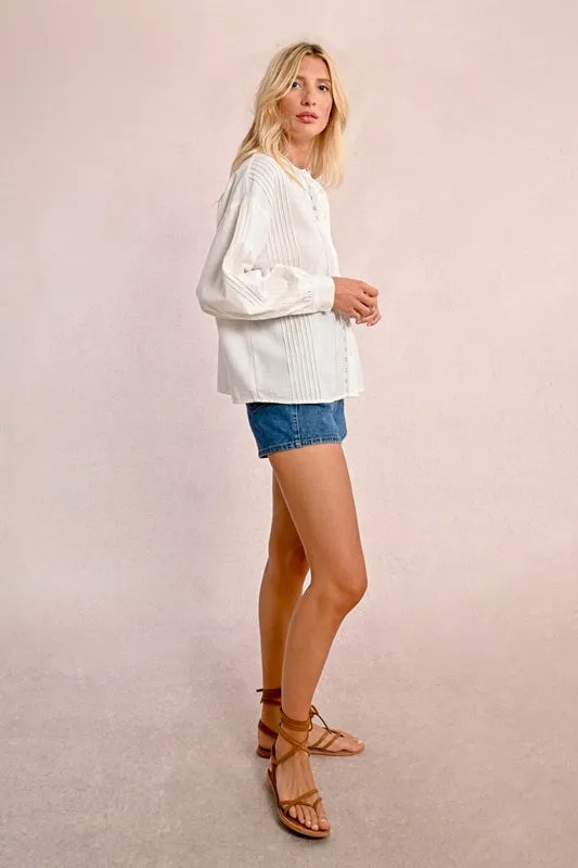 Molly Bracken Pleated Blouse White
