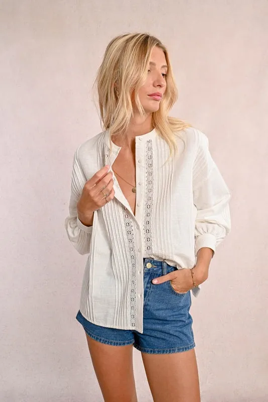Molly Bracken Pleated Blouse White