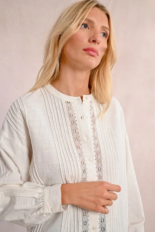Molly Bracken Pleated Blouse White