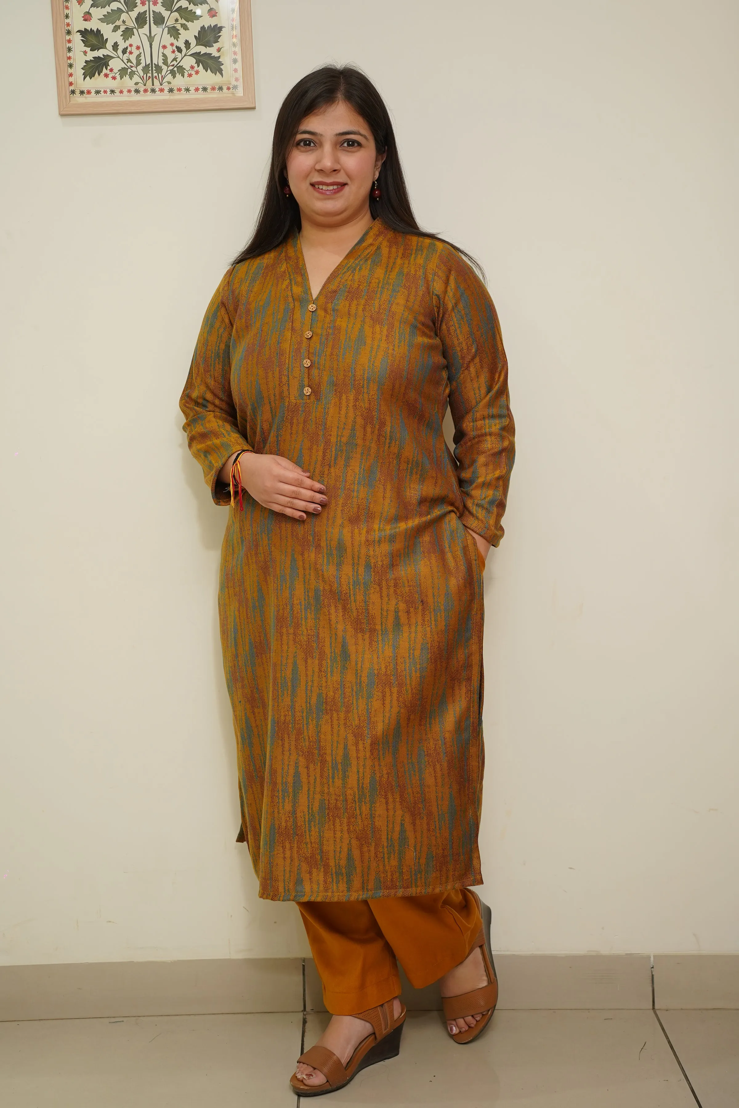 Mustard Spectrum Woollen Kurta