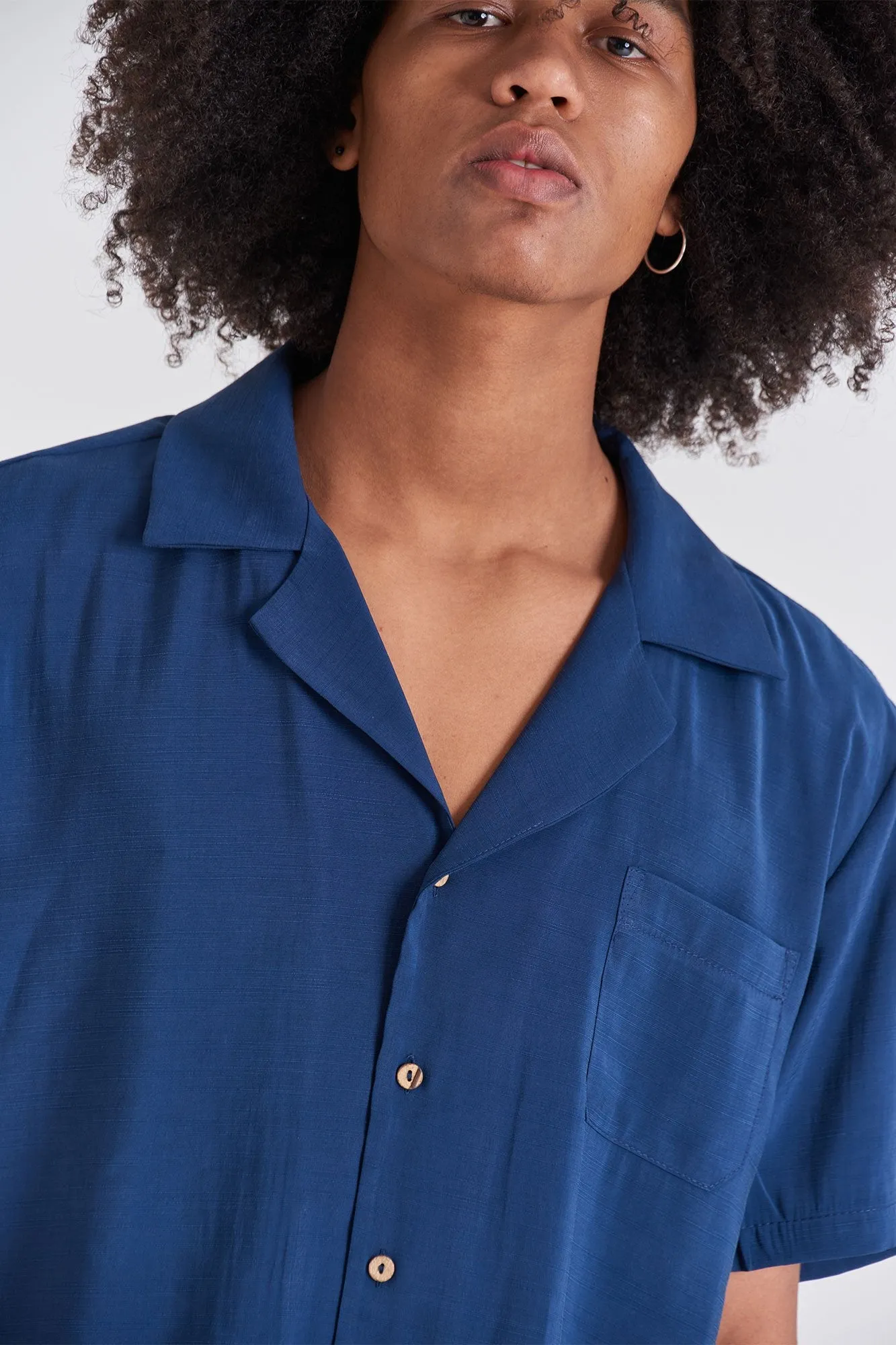 Navy Camp-Collar Shirt