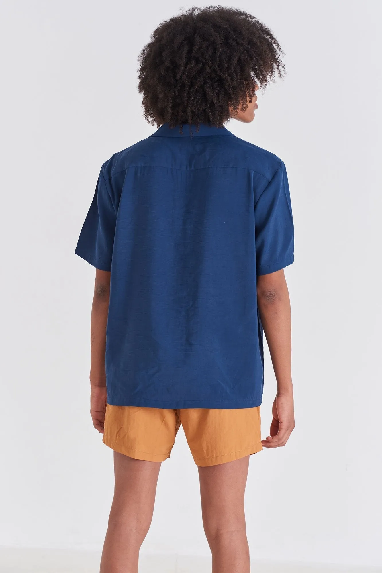 Navy Camp-Collar Shirt