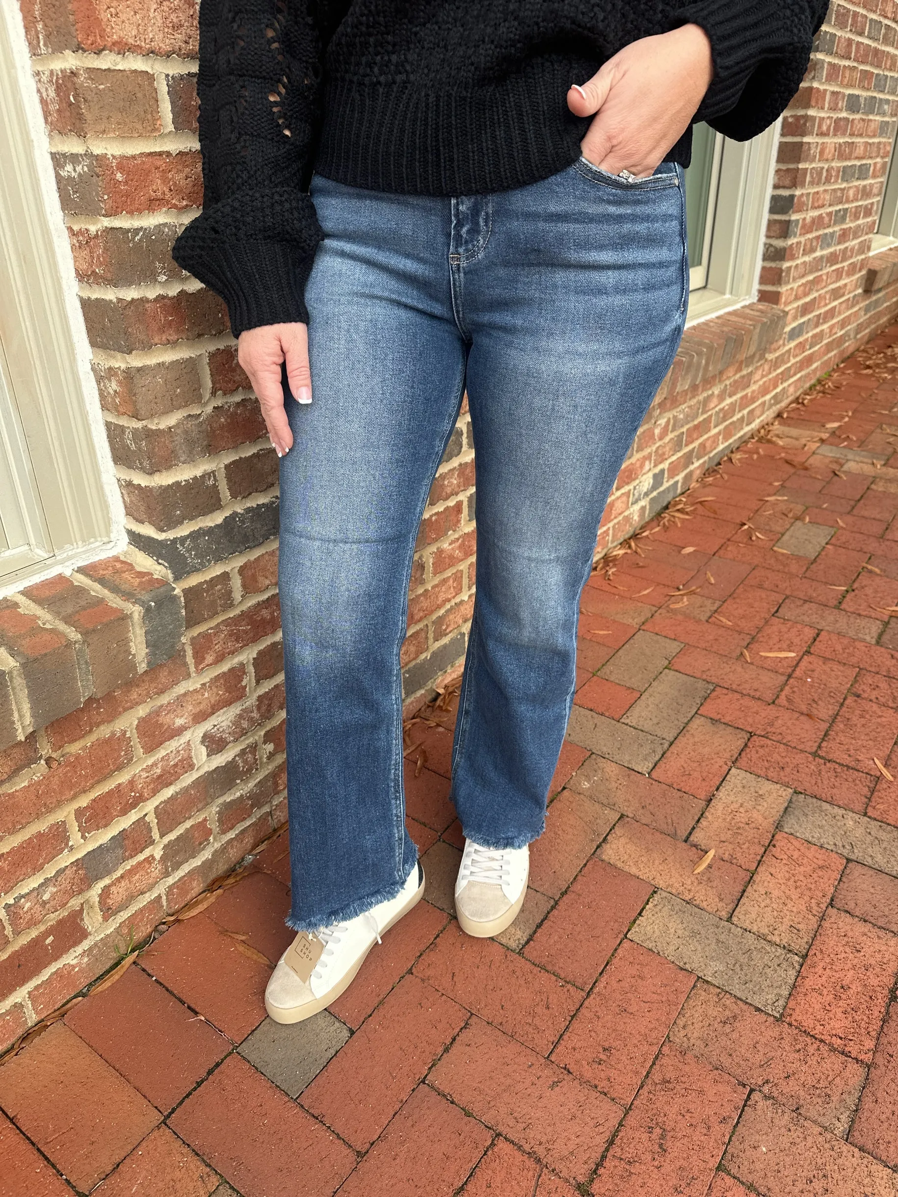 New Day High Rise Crop Straight Jeans in Dark Wash