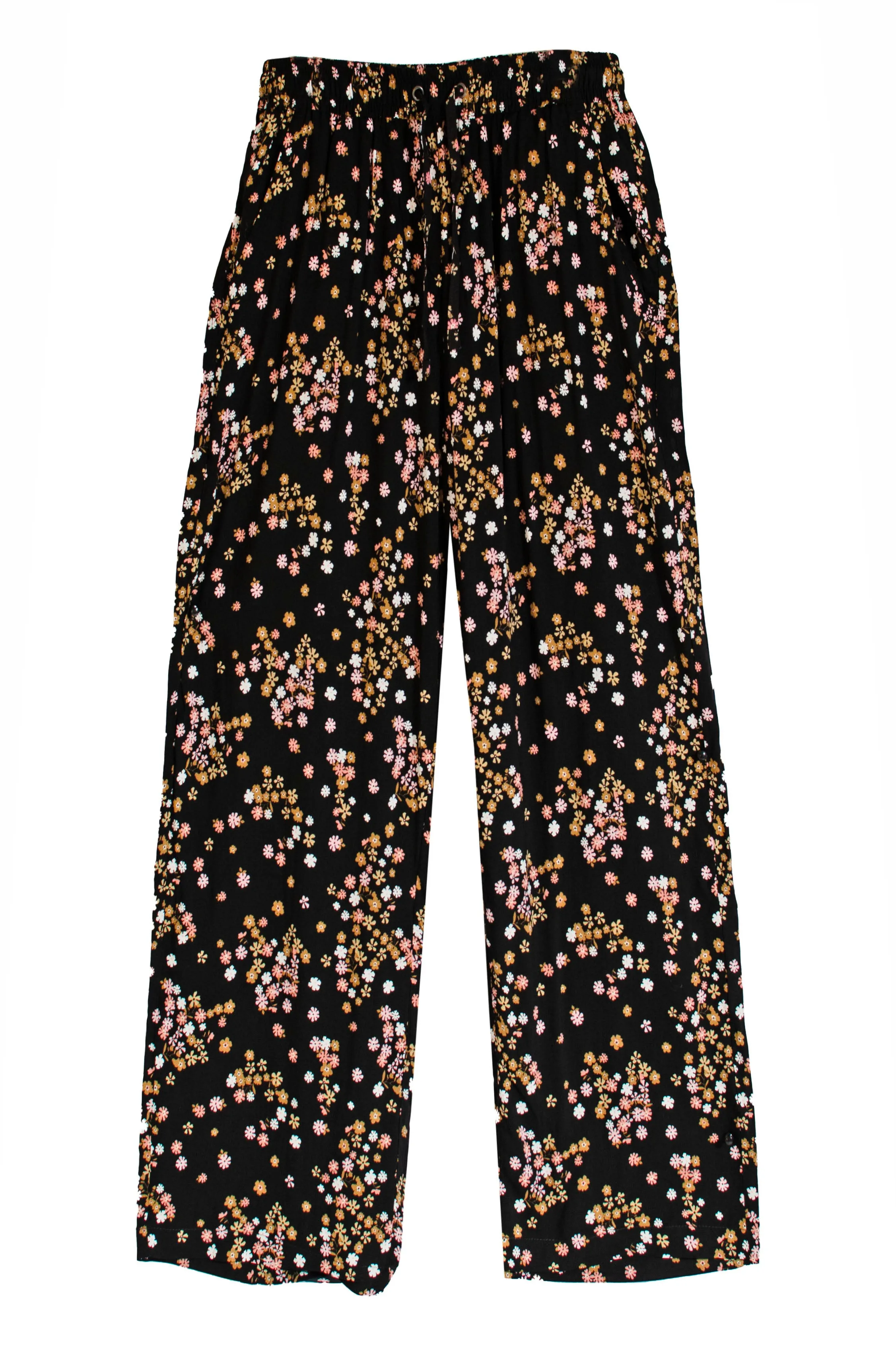 Next Black Floral Wide Leg Trousers