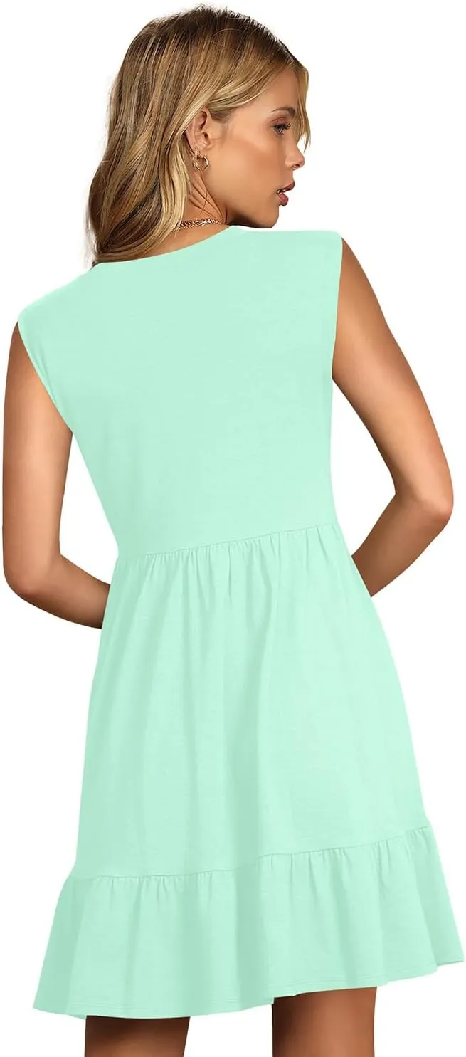 Nova In Sky Women's Summer Dress Short Sleeve Casual T Shirt Dreses 2025 Flowy Beach V Neck Sundresses with Pockets