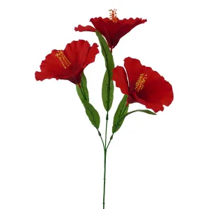 Red Hibiscus Spray, 27"