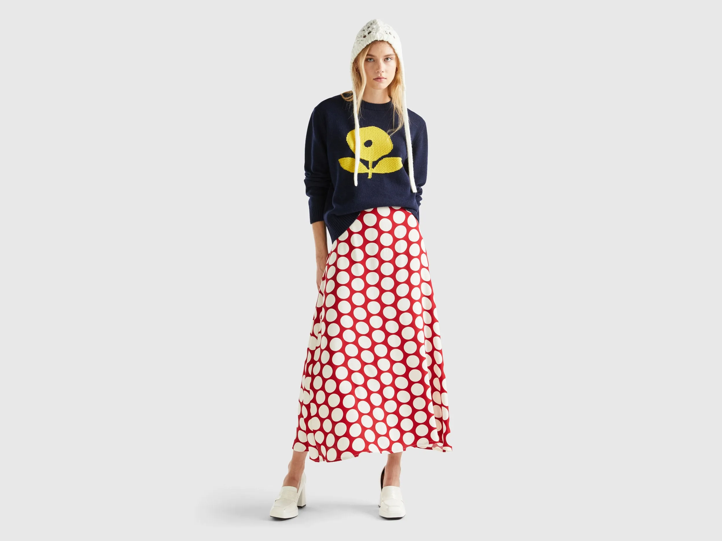 Relaxed Fit Crew Neck Printed Sweater