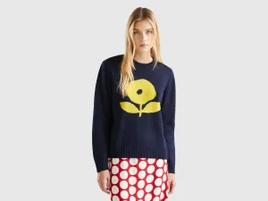 Relaxed Fit Crew Neck Printed Sweater